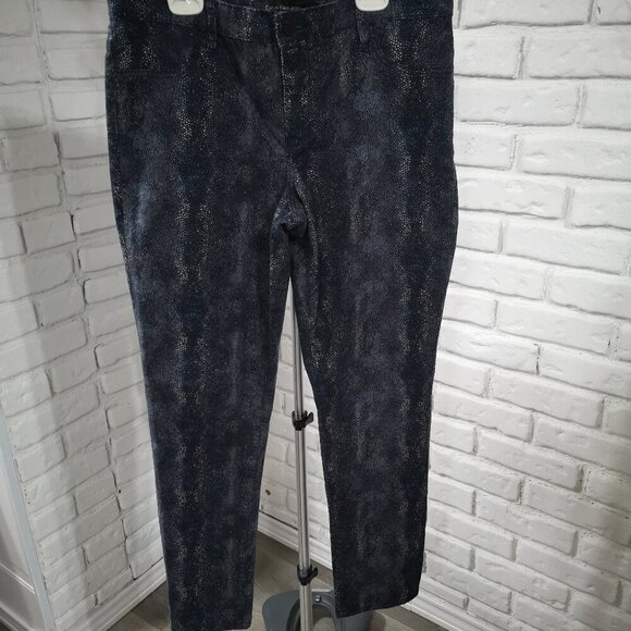 Calvin Klein Jeans Ladies Navy Size 14 Snake/Reptile Print Straight Leg Jeans - Picture 1 of 12